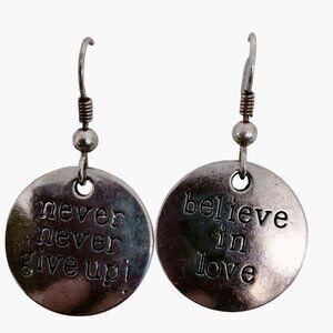 Believe in Love Earring Never Give up Inspiration Valentine Charm Motivation